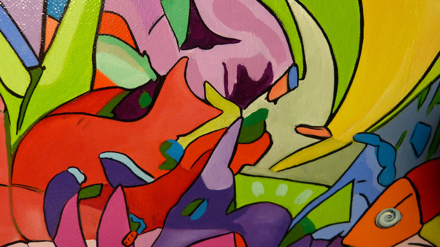 L'oiseau des îles - 40 cm x 40cmx 1,5