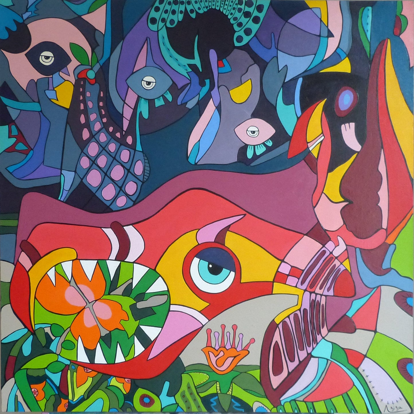 Une irrésistible envie de manger des fleurs. 80 cm x 80 cm