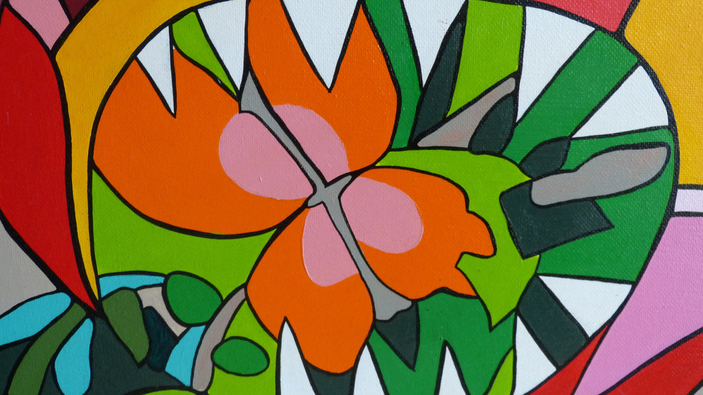 Une irrésistible envie de manger des fleurs. 80 cm x 80 cm