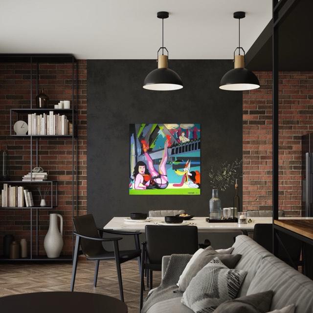 Droopy loves you 100 cm x 100cm x 1,5 cm