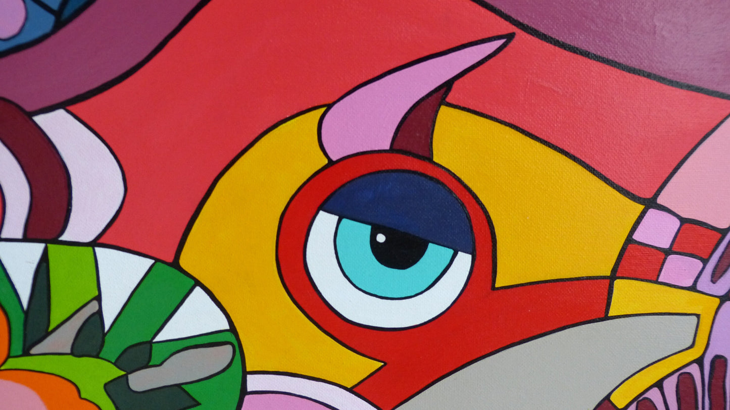 Une irrésistible envie de manger des fleurs.   80 cm x 80 cm